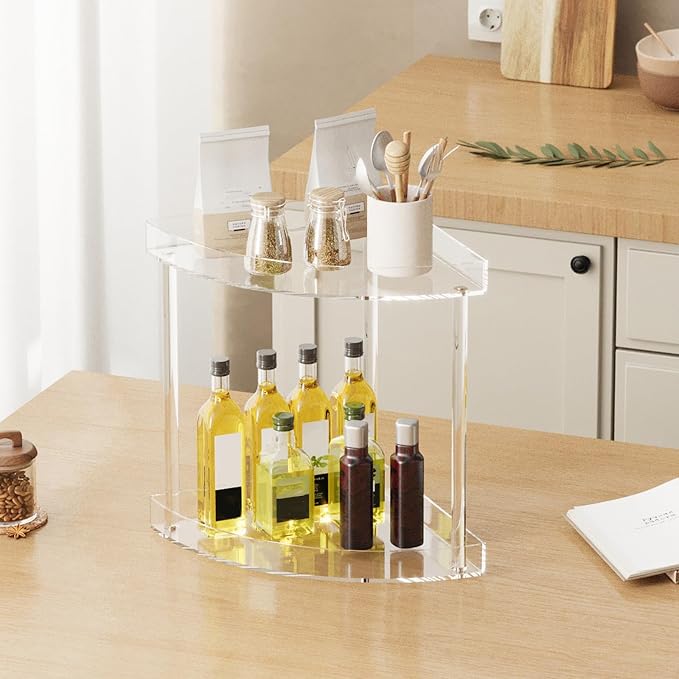 Bathroom Counter Organizer Countertop 2 Tier Storage Acrylic Corner Makeup - Image 6