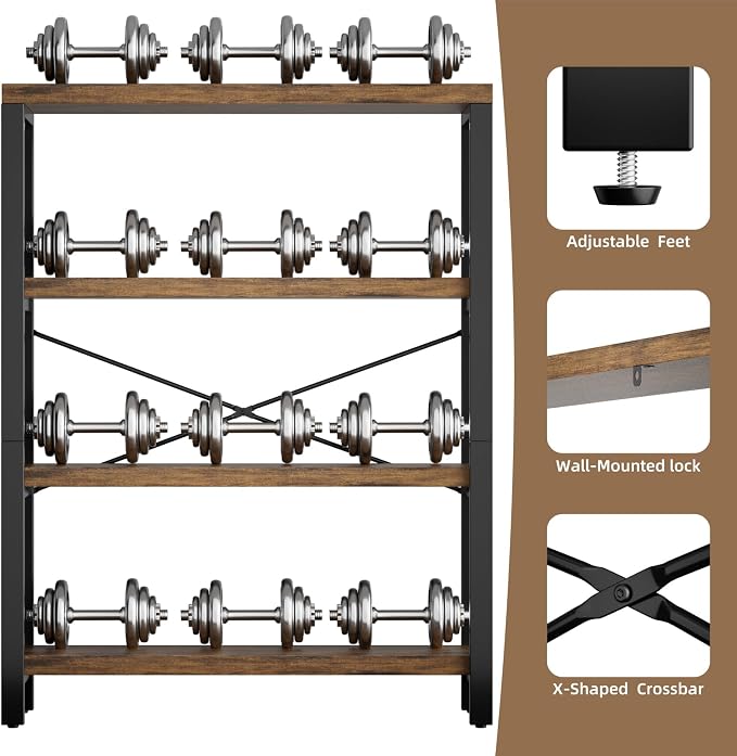 4-Tier 39.37" Wide Heavy Duty Bookshelf, Industrial Wood and Metal Bookshelf - Image 4