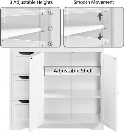 Topeakmart Freestanding Bathroom Storage Cabinet, 4 Drawers & 2 Doors White | - Image 5