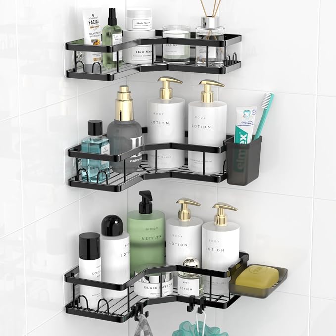 AKTECKE Corner Shower Caddy Bathroom Organizer: Stainless Steel Adhesive Shower by AKTECKE