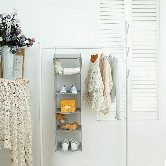 BrilliantJo 5 Shelves Hanging Closet Organizer, 2 Pack Hanging Storage - Image 4