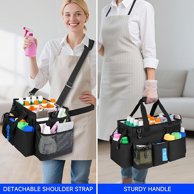 Cleaning Caddy Bag, Large Cleaning Supplies Organizer - Image 5