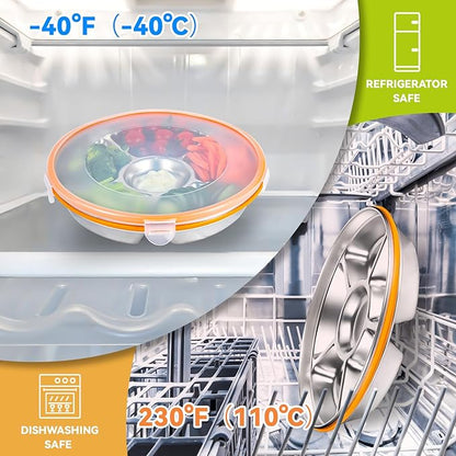6-Compartment Stainless Steel Serving Tray - Image 3
