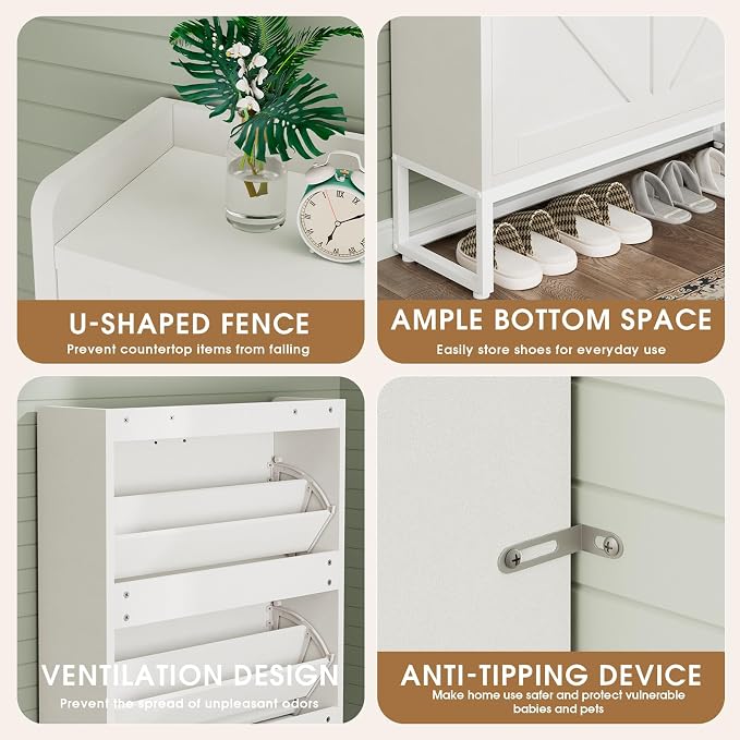 GRUSIGN Shoe Cabinet, Shoe Storage Cabinet - Image 5