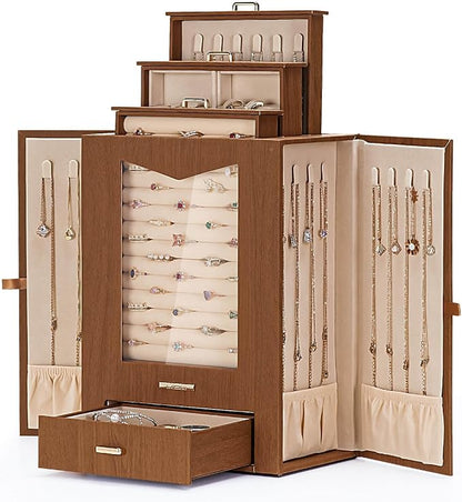 Homde Jewelry Organizer with Transparent Window Necklace Hooks Gift by Homde