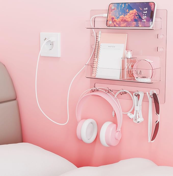 Yieach Bedside Shelf for Dorm Bed, Small Room and Nightstand, Wall Mounted by Yieach