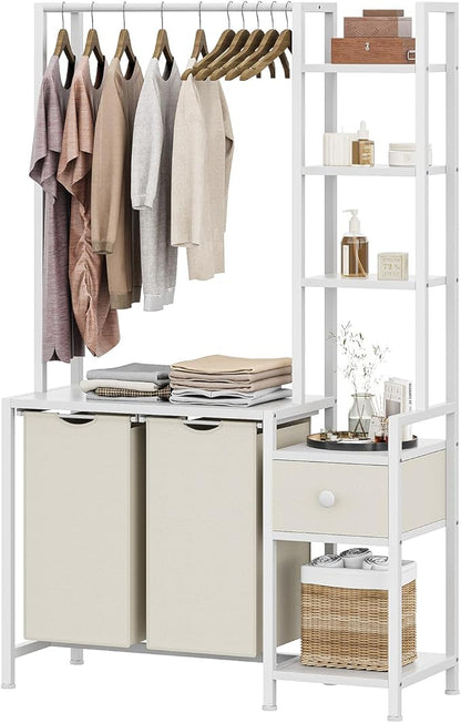 Laundry Hamper with Shelf, 5 Tiers Tall Laundry Basket Sorter with 2 Pull-Out by Cresohom