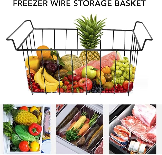 2PCS Freezer Organizer Bins, Steel Wire Freezer Basket - Image 2