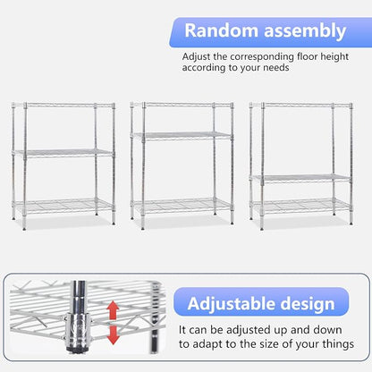 FDW 3 Tier Wire Shelving Units Metal Storage Rack 23L x 13W x 30H Adjustable - Image 7