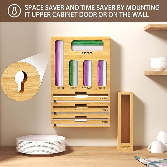 9 IN 1 Bamboo Foil and Plastic Wrap Organizer - Image 4