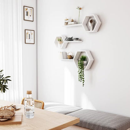 Wooden Hexagon Floating Shelves Wall Mounted - Image 4