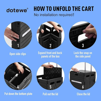 Folding Utility Cart Black Portable Rolling Crate Handcart Foldable Shopping - Image 5