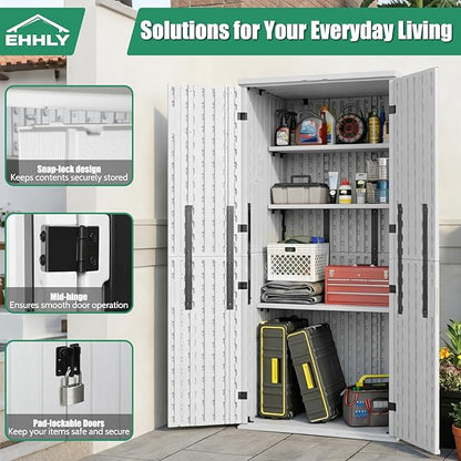 EHHLY Heavy Duty Tall Storage Cabinet Outdoor Weatherproof, 28 Cuft Garage - Image 5
