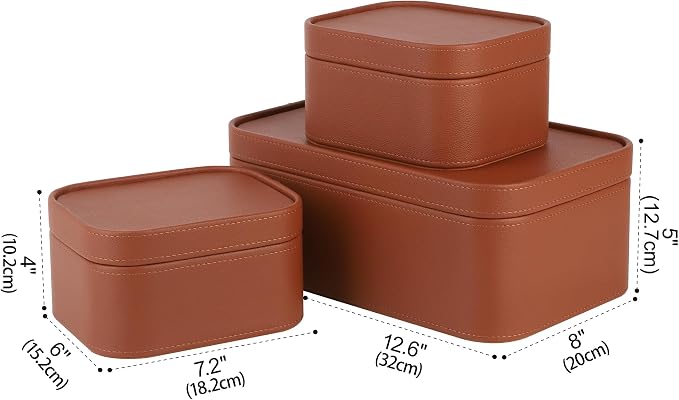 HofferRuffer Faux Leather Decorative Storage Boxes, Dust proof Storage Shelf - Image 2