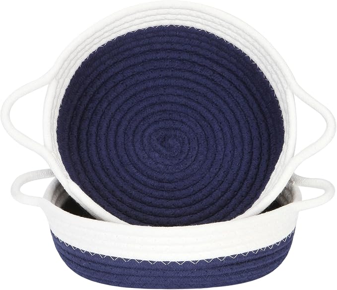 Sea Team 2-Pack Cotton Rope Baskets, 10 x 3 Inches Small Woven Storage Basket by SeaTeam