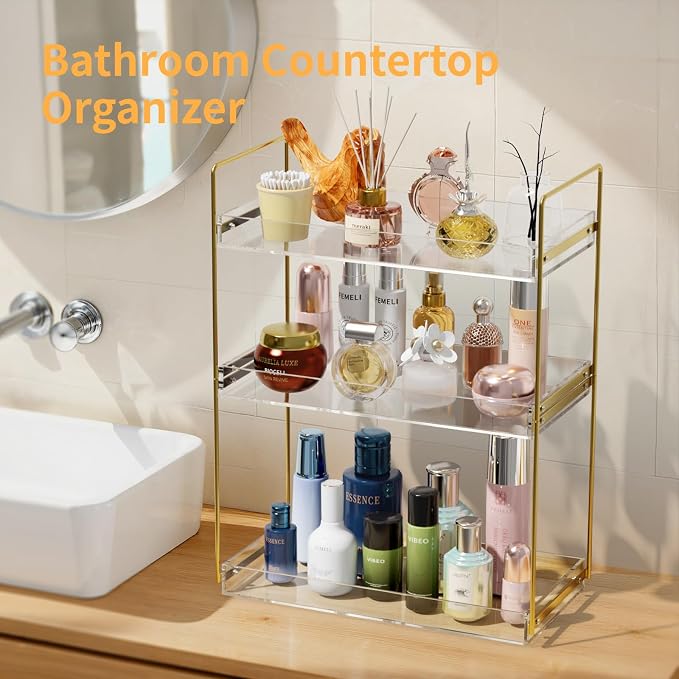 Bathroom Countertop Organizer, 3 Tier Acrylic Tray Vanity Counter Skincare - Image 4