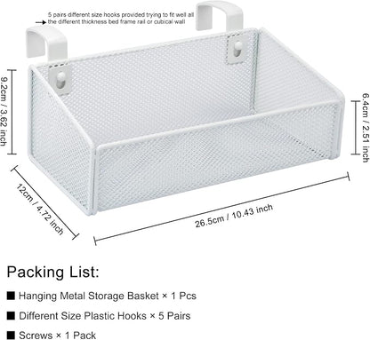 Bedside Caddy Hanging Storage Basket Beside Shelf Metal Organizer - Image 2