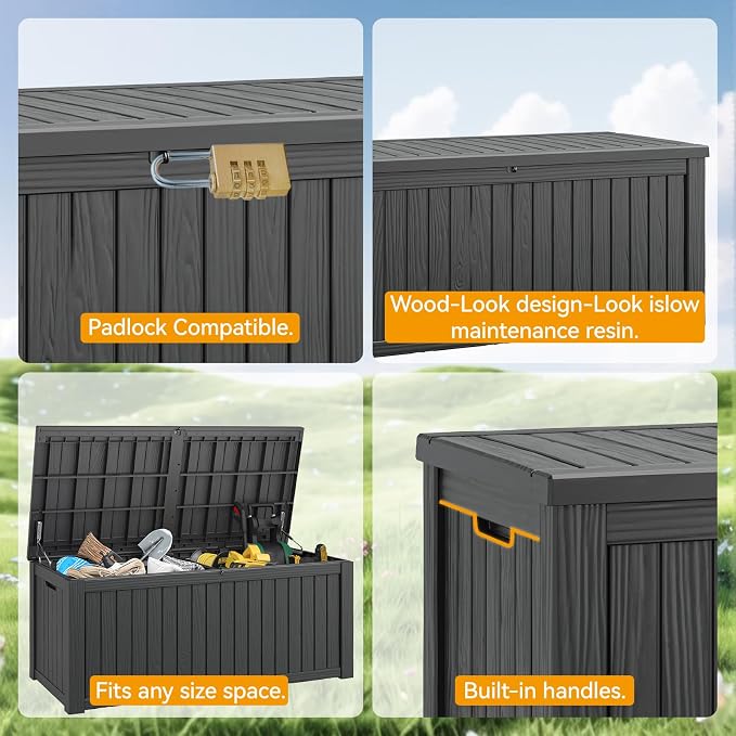 150 Gallon Outdoor Storage Box, Resin Deck Boxes Outdoor Waterproof - Image 5