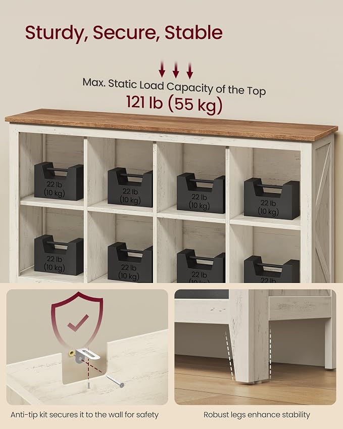 VASAGLE Liry Collection Farmhouse Bookcase, 8-Cube Storage Organizer - Image 5