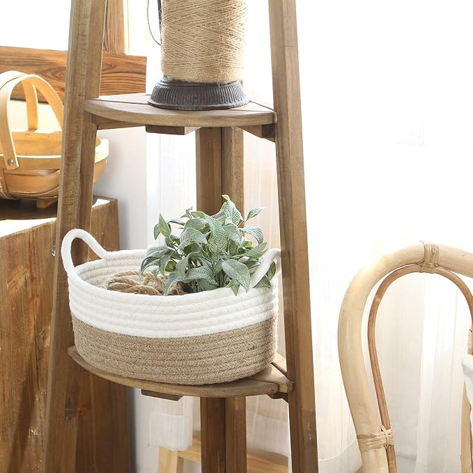 Sea Team 2-Pack Cotton Rope Baskets, Fabric Tray, Oval Open Dish - Image 4