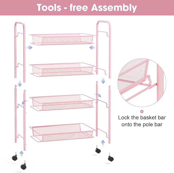 TOOLF 4 Tier Rolling Utility Cart - Image 3