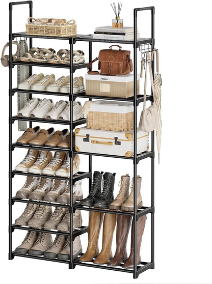 WOWLIVE 9 Tier 2-Column Shoe Rack, 30-35 Pairs Stackable Black | Compact by WOWLIVE