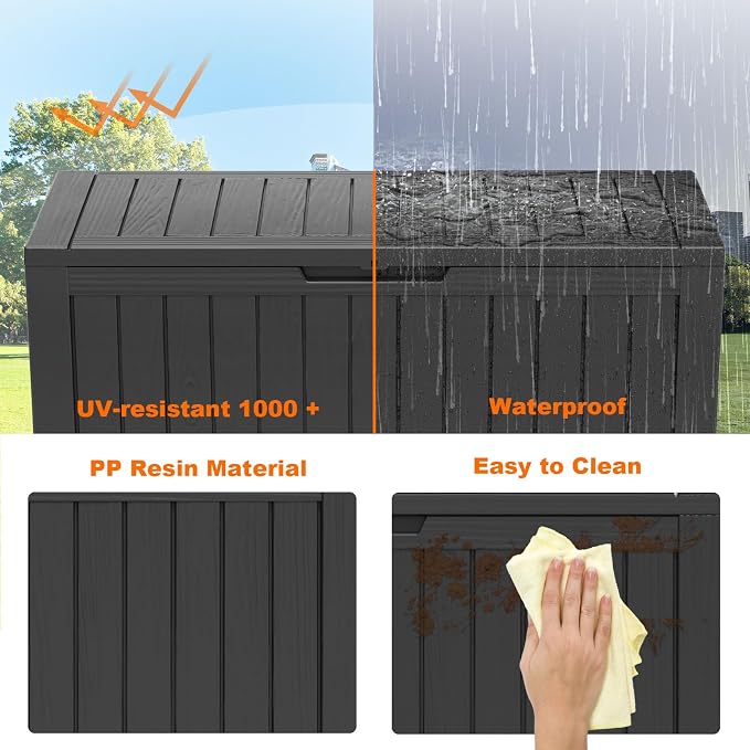 86 Gallon Outdoor Deck Box, Storage Lockable Waterproof Patio Furniture - Image 7