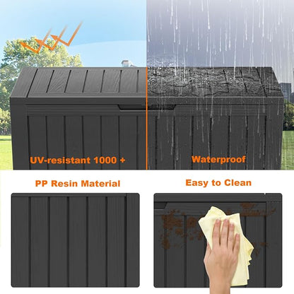 86 Gallon Outdoor Deck Box, Storage Lockable Waterproof Patio Furniture - Image 7