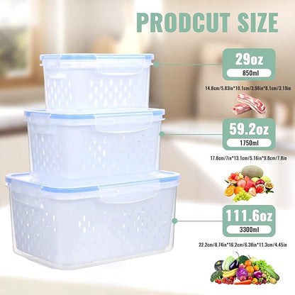 3 PCS Fruit Storage Containers for Fridge Food Berry Storage Container Set - Image 3