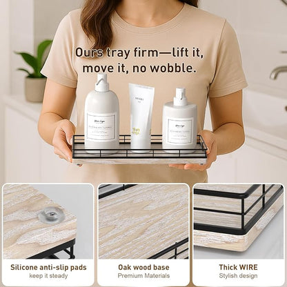 Bathroom Tray for Counter Top Organizer – Ash Wood Vanity Tray - Image 5