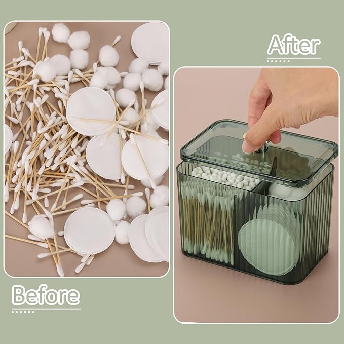 Tbestmax Qtip Holder Dispenser 3-Section Clear Cotton Swab/Pad/Ball Holder - Image 6