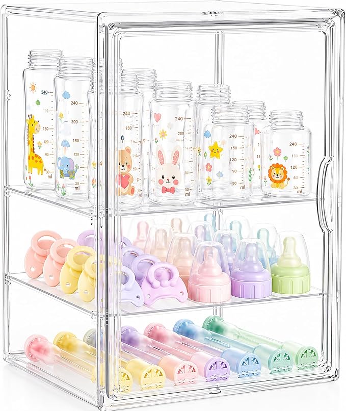 Baby Bottle Storage Organizer for Countertop, X-Large Clear Bottle Organizer by Providinglifelongserviceforyourbetterlife