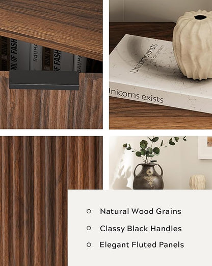 Fluted Corner Cabinet, Modern Small Floor Storage Cabinet - Image 3