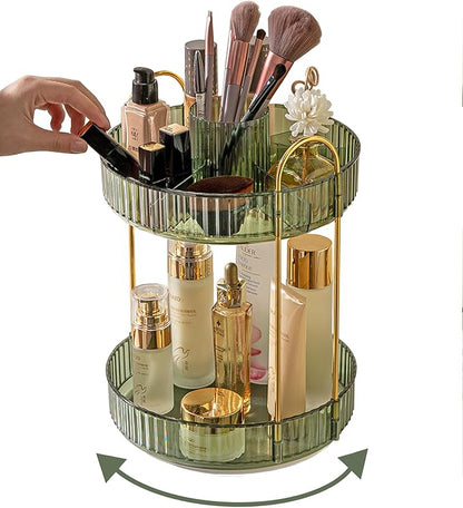 360 Rotating Makeup Organizer, 2 Tier Large Capacity Make Up Organizers and by Asayuee