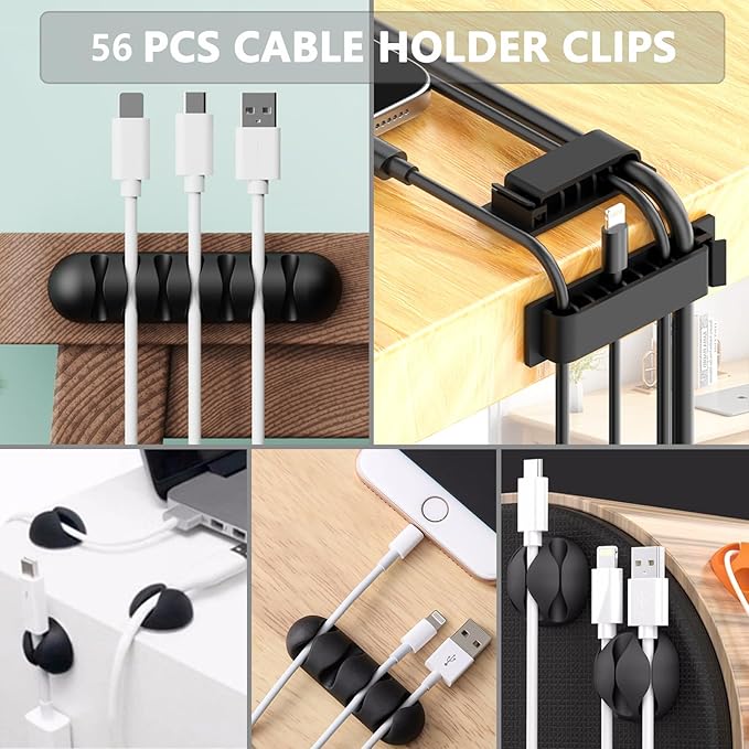 ELII 302PCS Cable Management Kit 4 Cable Sleeve, 45Cable Clips, 11Cable Holders - Image 2