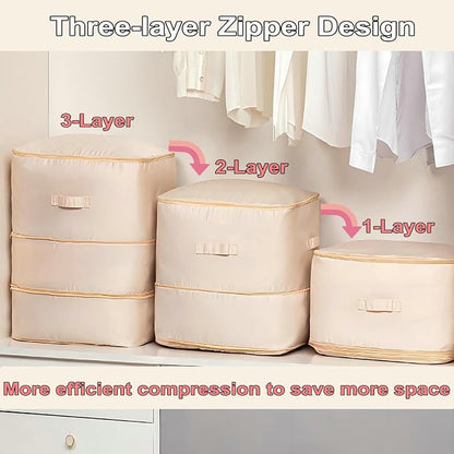 Ultra Space Saving Self Compression Organizer, 2025 New 3-Layer Zipper Large - Image 4