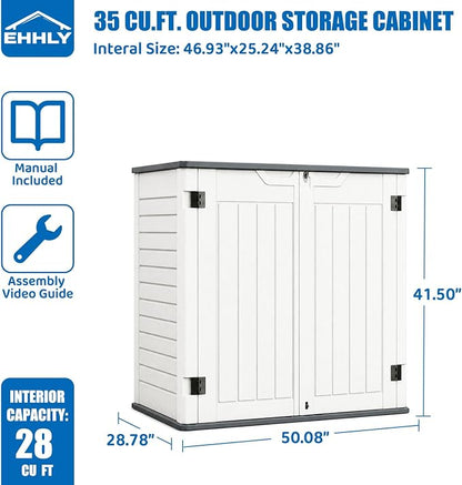 EHHLY Horizontal Resin Storage Shed, 35 Cuft Garden Tool Sheds & Outdoor Storage - Image 3