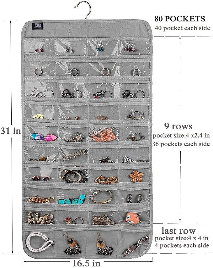 BB Brotrade Hanging Jewelry Organizer, Accessories Organizer, 80 Pocket - Image 6