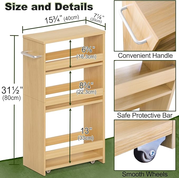 MARTY Rolling Storage Cart 7.9" W, 4-Tier Kitchen Cart - Image 5