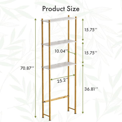 AmazerBath Bamboo Over The Toilet Storage Shelf, 3-Tier Bathroom Storage - Image 2