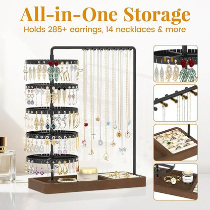 EsLuker.ly Earring Holder Organizer Necklace Display Stand Jewelry Storage | - Image 2