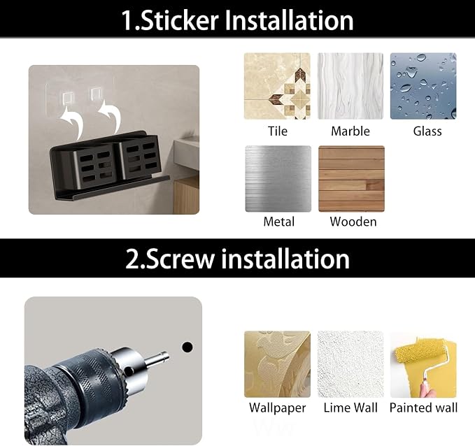 Aluminum Toothbrush Holder Self-Adhesive Hanging Bracket Shower Toothbrush - Image 7
