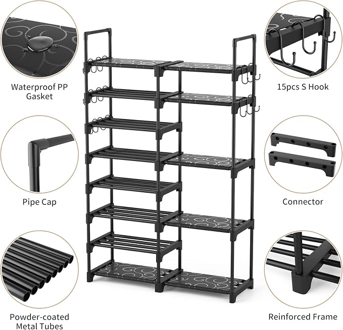 ROJASOP Shoe Rack Organizer, 8-Tier Metal Shoe Rack - Image 5