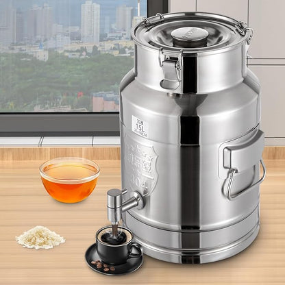 Milk Can Barrel Stainless Steel Beverage Drink Dispenser Large Capacity Storage - Image 3