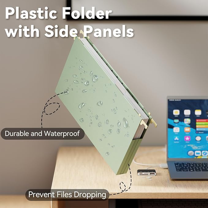 Ansook Plastic Hanging File Folders Legal Size, 12 Pack Extra Capacity - Image 2