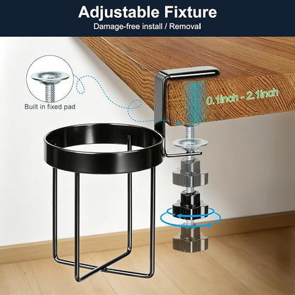 MYITYARD Desk Cup Holder Clamp, Anti-Spill Clip On Table Cup Holder, Rotatable - Image 3