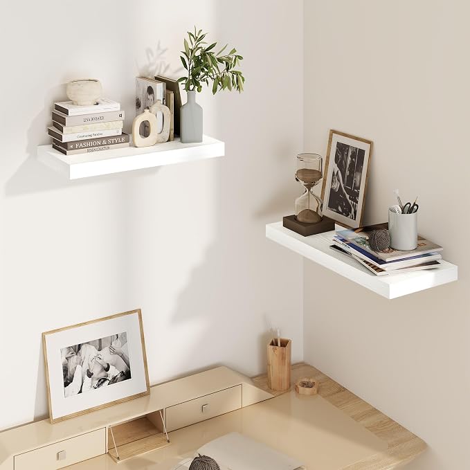 Fun Memories White Floating Shelves 16 Inch Long, 8 Deep Floating Shelf Wall - Image 2