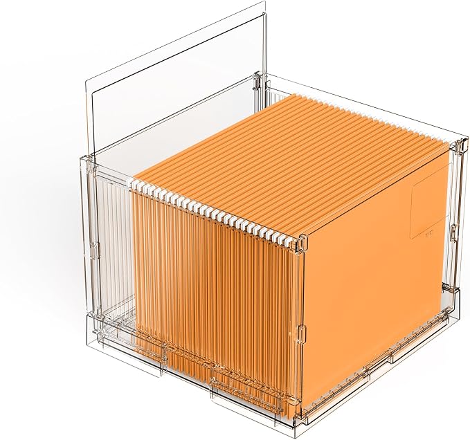 File Organizer Box with Lid, Hanging Filing Folder Organizer by nooing