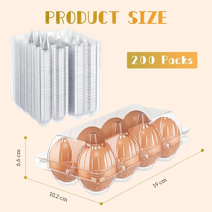 Zubebe 200 Pieces Clear Egg Cartons Plastic Egg Cartons Bulk Empty Chicken Egg - Image 5