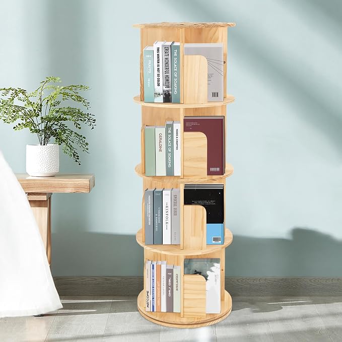 LOYALHEARTDY Rotating Bookshelf 360 Display 4 Tier Floor Standing Bookcase - Image 2